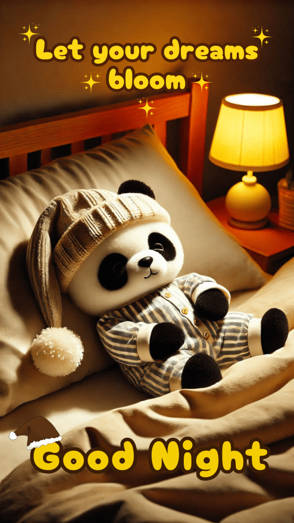 Very cute good night image of a small panda