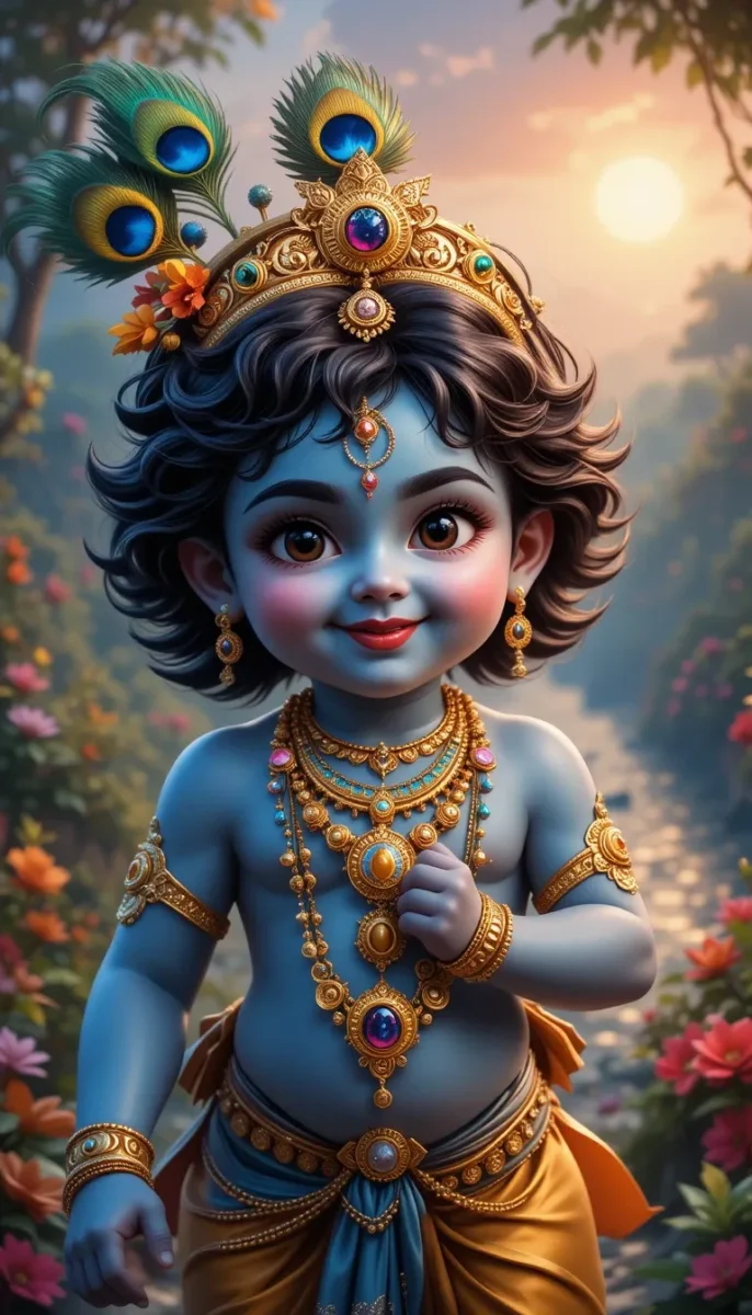 iphone krishna wallpaper -young Krishna with cute face. He is wearing yellow color dhoti.