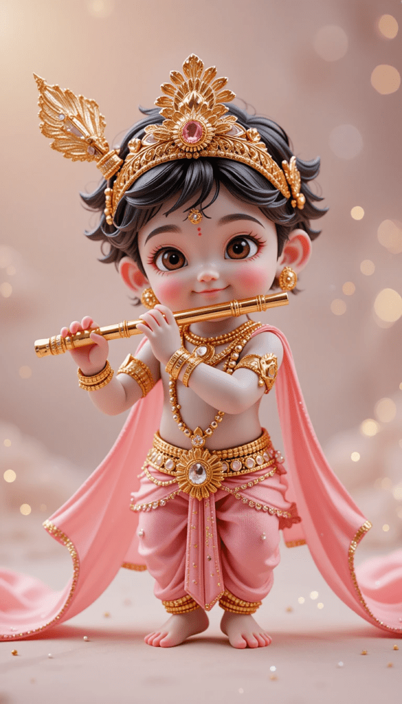 lord radha krishna wallpaper - Young krishna standing & playing flute.