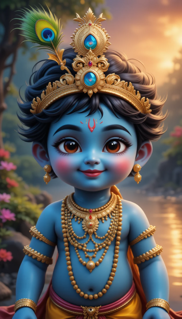 lord radha krishna wallpaper - Krishna standing in day light, he is adorned with gold ornaments.