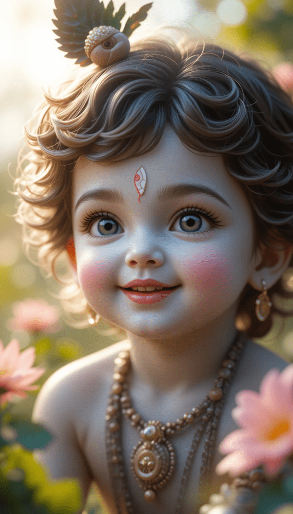 lord radha krishna wallpaper - Young krishna  with charismatic eyes and cute smile.