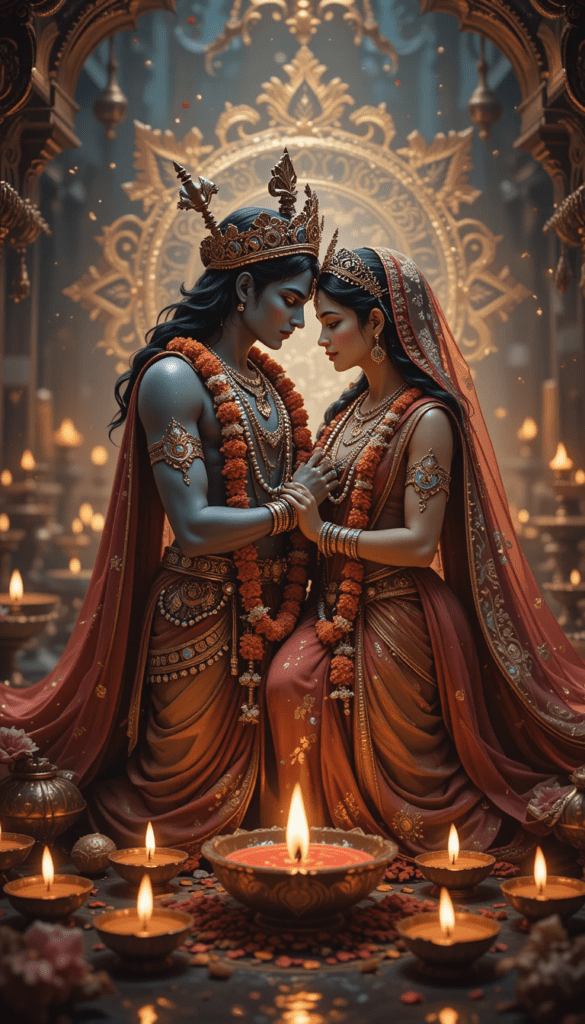 lord radha krishna wallpaper - lord radha krishna holding each other and wearing red dress.